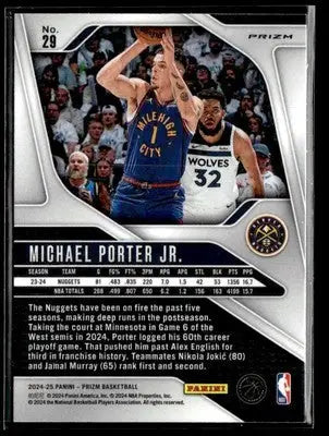 2024-25 Panini Prizm #29 Michael Porter Jr. Prizms Silver - Basketball Card Single