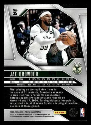 2024-25 Panini Prizm #35 Jae Crowder Base Milwaukee Bucks - Basketball Card Single