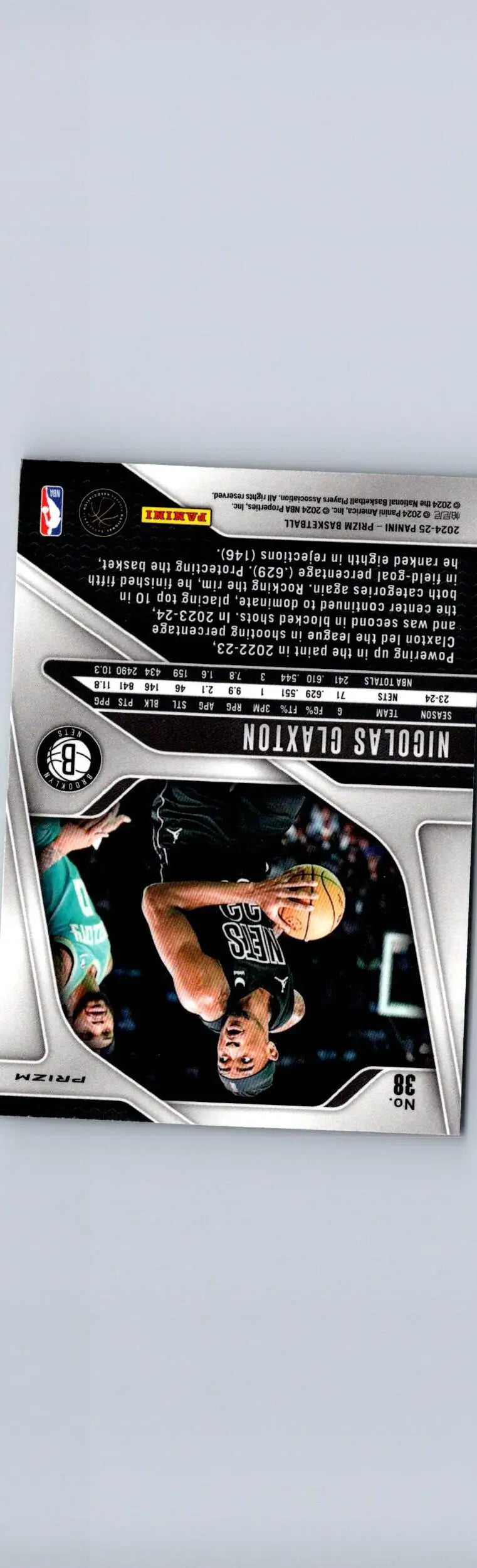Nicolas Claxton basketball card from 2024-25 Panini Prizm with Claxton Prizms Green design