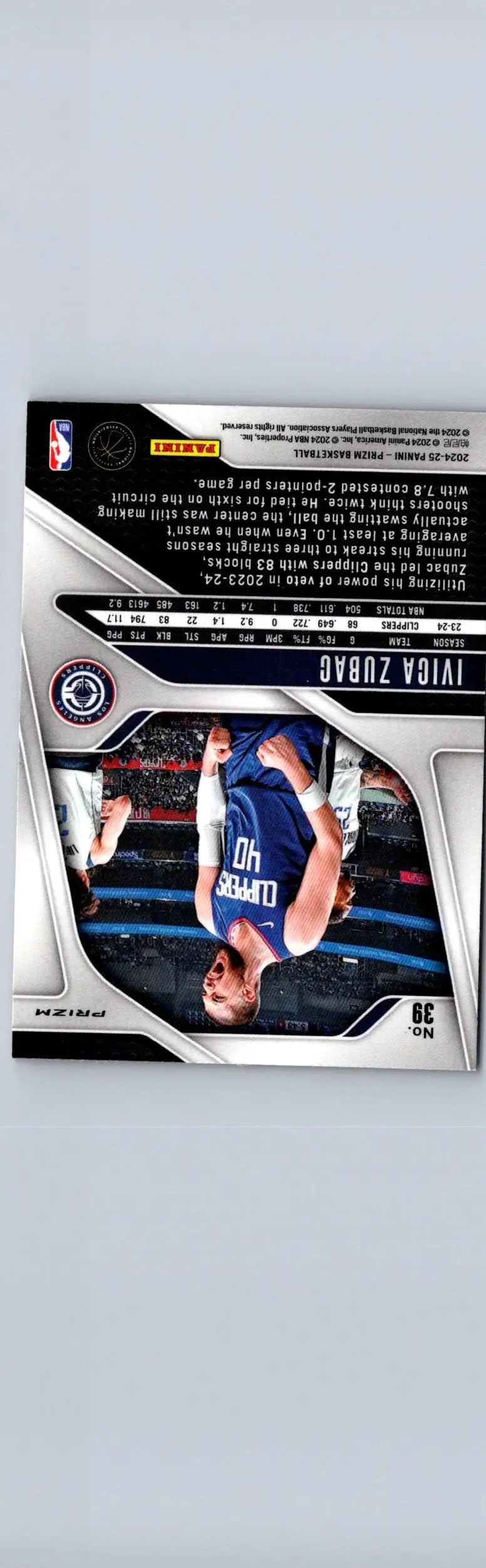 Ivica Zubac basketball card from 2024-25 Panini Prizm Zubac Prizms Red Ice