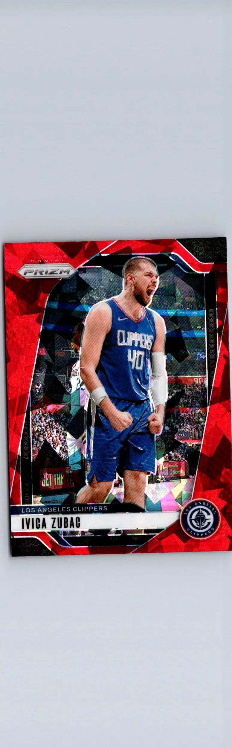 Ivica Zubac basketball card from 2024-25 Panini Prizm #39 Zubac Prizms Red Ice