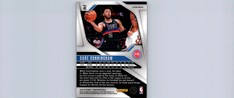Cade Cunningham basketball card from 2024-25 Panini Prizm with Pink Ice Prizms design
