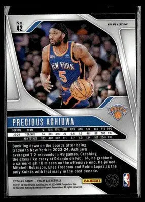 2024-25 Panini Prizm #42 Precious Achiuwa Green Wave Prizm New York Knicks