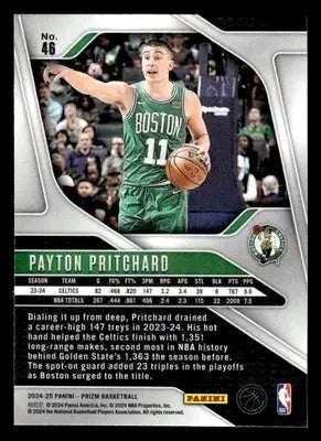 2024-25 Panini Prizm #46 Payton Pritchard Base Boston Celtics - Basketball Card Single