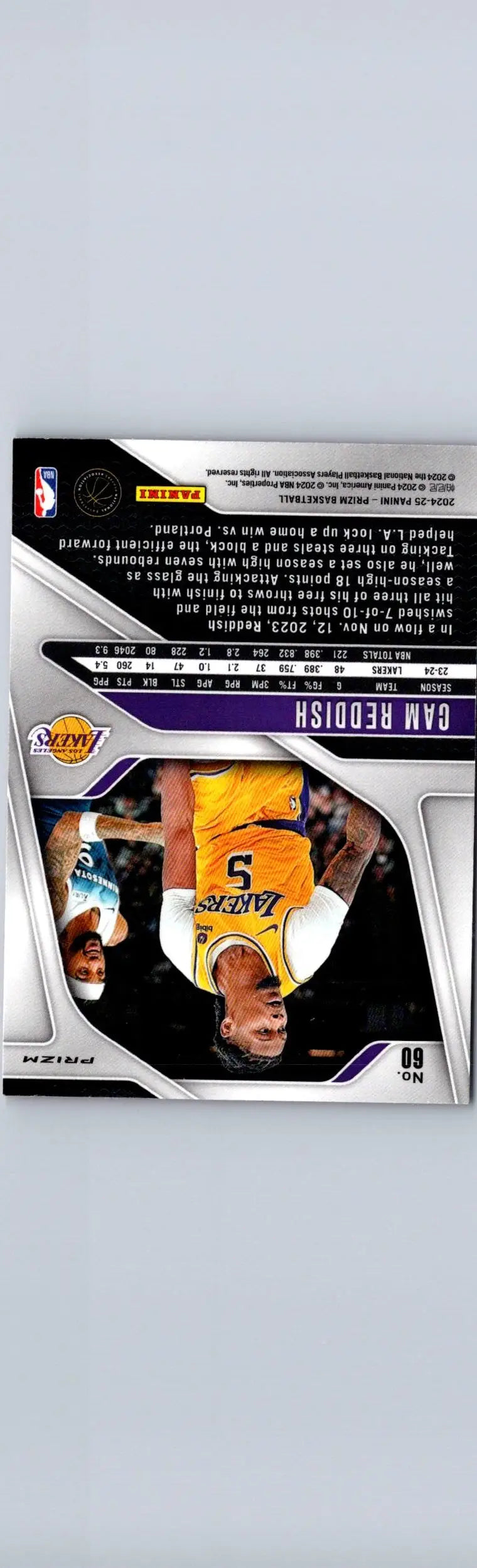 Cam Reddish basketball card from 2024-25 Panini Prizm Reddish Prizms Pink Ice