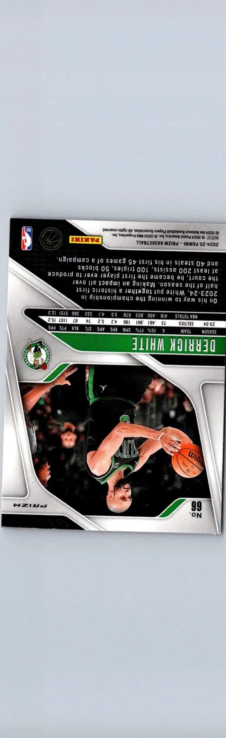 Derrick White basketball card 2024-25 Panini Prizm White Prizms Red Ice