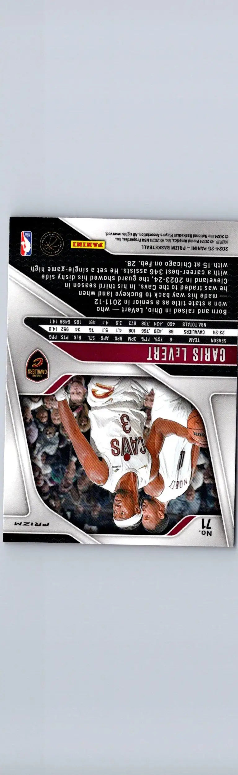 Caris LeVert basketball card from 2024-25 Panini Prizm Levert Prizms Pink Ice
