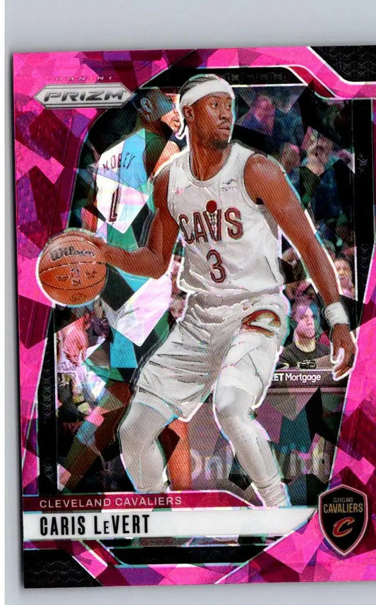 Caris LeVert basketball card from 2024-25 Panini Prizm Levert Prizms Pink Ice