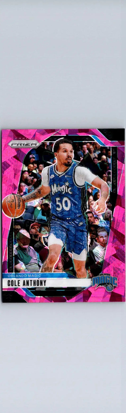 Cole Anthony basketball card from 2024-25 Panini Prizm using Cole Anthony Prizms Pink Ice