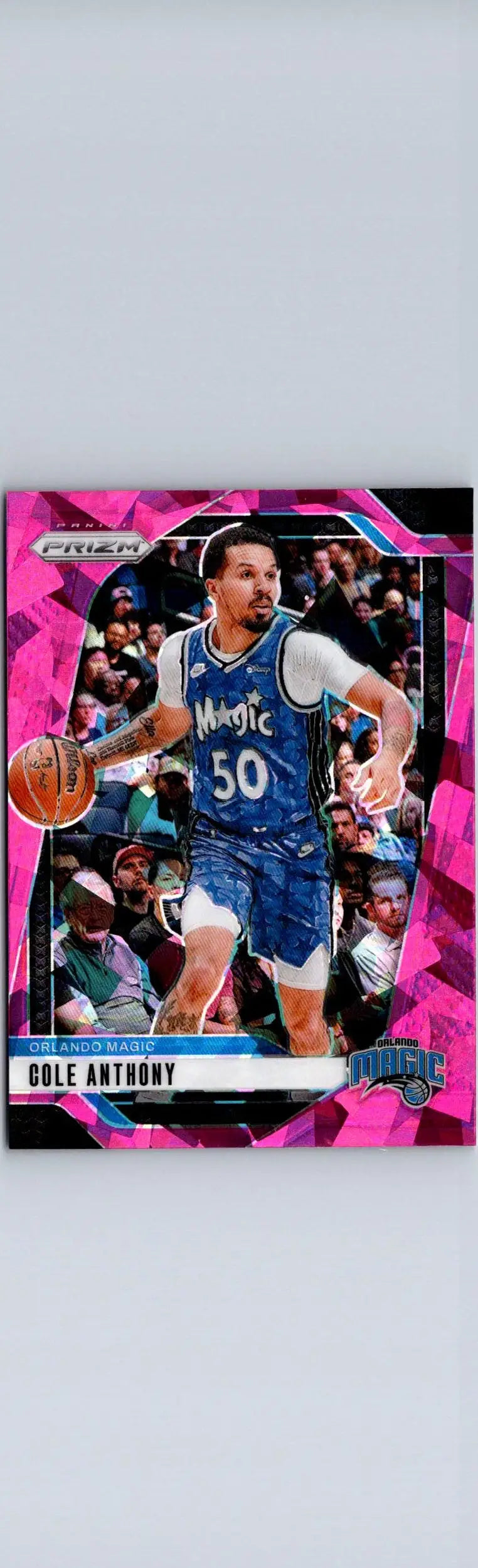 Cole Anthony basketball card from 2024-25 Panini Prizm using Cole Anthony Prizms Pink Ice