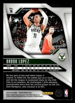 2024-25 Panini Prizm #74 Brook Lopez Base Milwaukee Bucks - Basketball Card Single