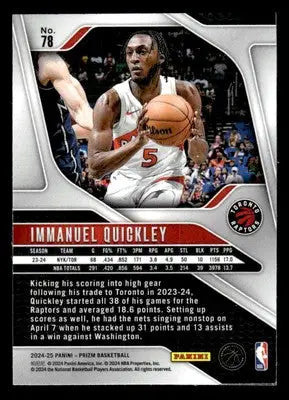 2024-25 Panini Prizm #78 Immanuel Quickley - Basketball Card Single