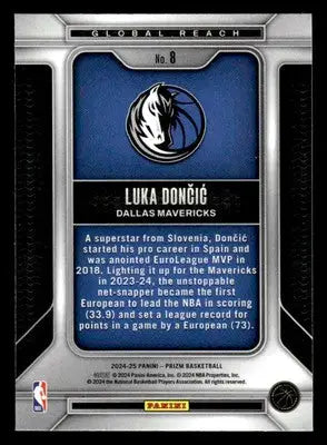 2024-25 Panini Prizm #8 Luka Doncic Global Reach - Basketball Card Single