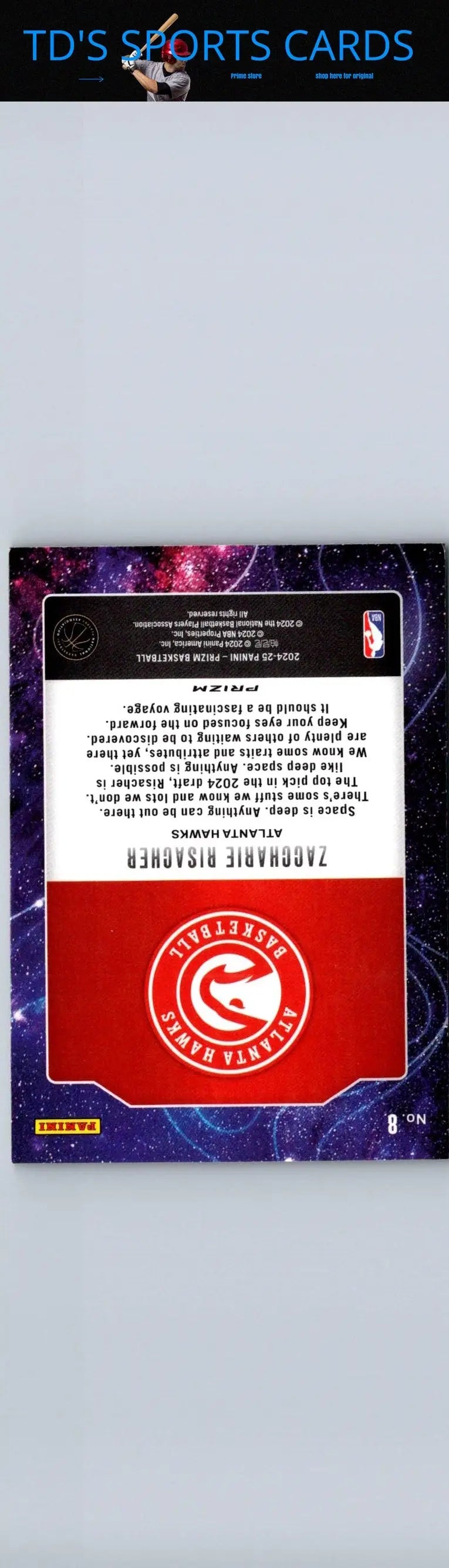 Trae Young basketball card from 2024-25 Panini Prizm featuring Zaccharie Risacher Deep Space Prisms Green