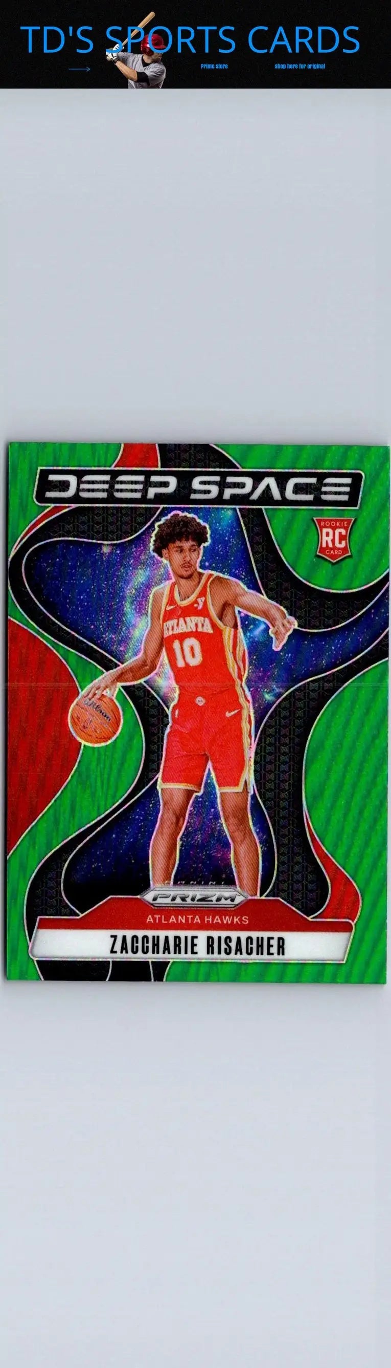 Basketball card of Zaccharie Risacher Deep Space Prizms Green 2024-25 Panini Prizm