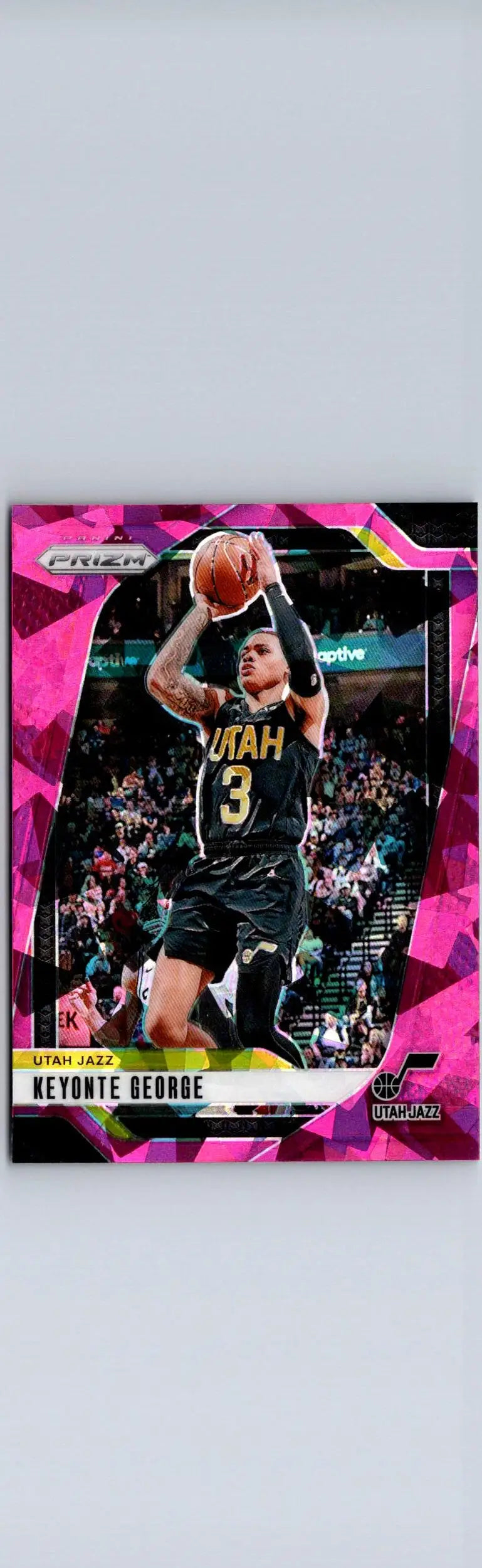 Keyonte George basketball card from 2024-25 Panini Prizm with Keyonte George Prizms Pink Ice