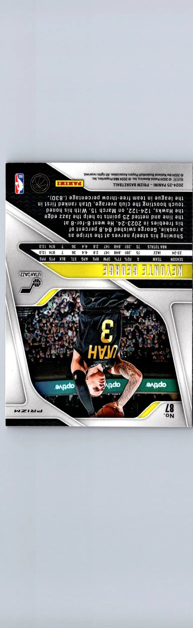 Donovan Mitchell basketball card from 2024-25 Panini Prizm featuring Keyonte George Prizms Pink Ice