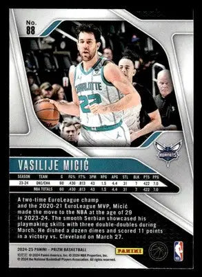 2024-25 Panini Prizm #88 Vasilije Micic Base Charlotte Hornets - Basketball Card Single