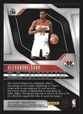 2024-25 Panini Prizm Alexandre Sarr #264 RC Wizards - Basketball Card Single