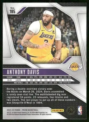 2024-25 Panini Prizm Basketball Anthony Davis #195 Basketball - Basketball Card Single