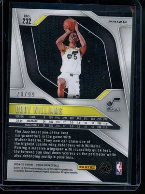 2024-25 Panini Prizm Basketball Cody Williams #232 18/99 RC Blue - Basketball Card Single