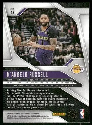 2024-25 Panini Prizm Basketball D’Angelo Russell #49 Basketball - Basketball Card Single