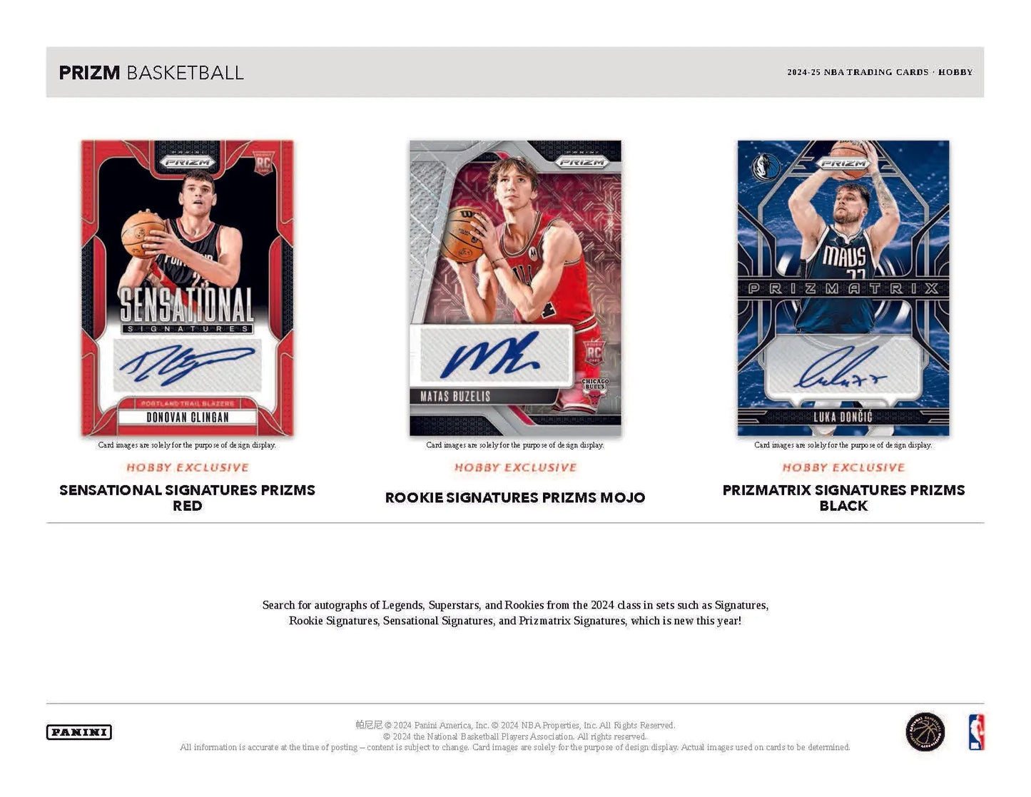 Basketball trading cards from the 2024-25 Panini Prizm NBA Basketball Hobby Box