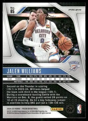 2024-25 Panini Prizm Basketball Jalen Williams #65 Red White Blue Basketball - Basketball Card Single
