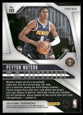 2024-25 Panini Prizm Basketball Peyton Watson #133 Red White Blue Basketball - Basketball Card Single