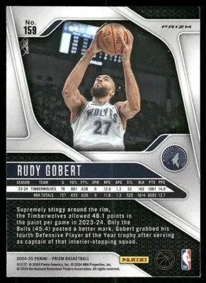 2024-25 Panini Prizm Basketball Rudy Gobert #159 Green Basketball - Basketball Card Single