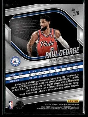 2024-25 Panini Prizm Black #110 Paul George - Basketball Card Single