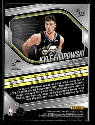 2024-25 Panini Prizm Black #125 Kyle Filipowski - Basketball Card Single