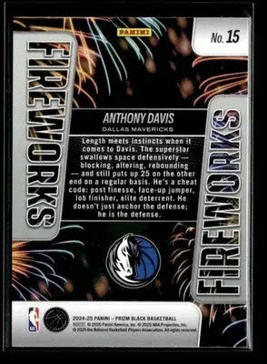 2024-25 Panini Prizm Black #15 Anthony Davis Fireworks Dallas Mavericks