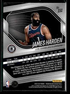 2024-25 Panini Prizm Black #151 James Harden Base Los Angeles Clippers - Basketball Card Single