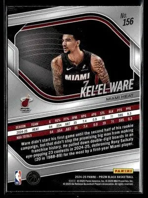 2024-25 Panini Prizm Black #156 Kel’El Ware Base RC Miami Heat