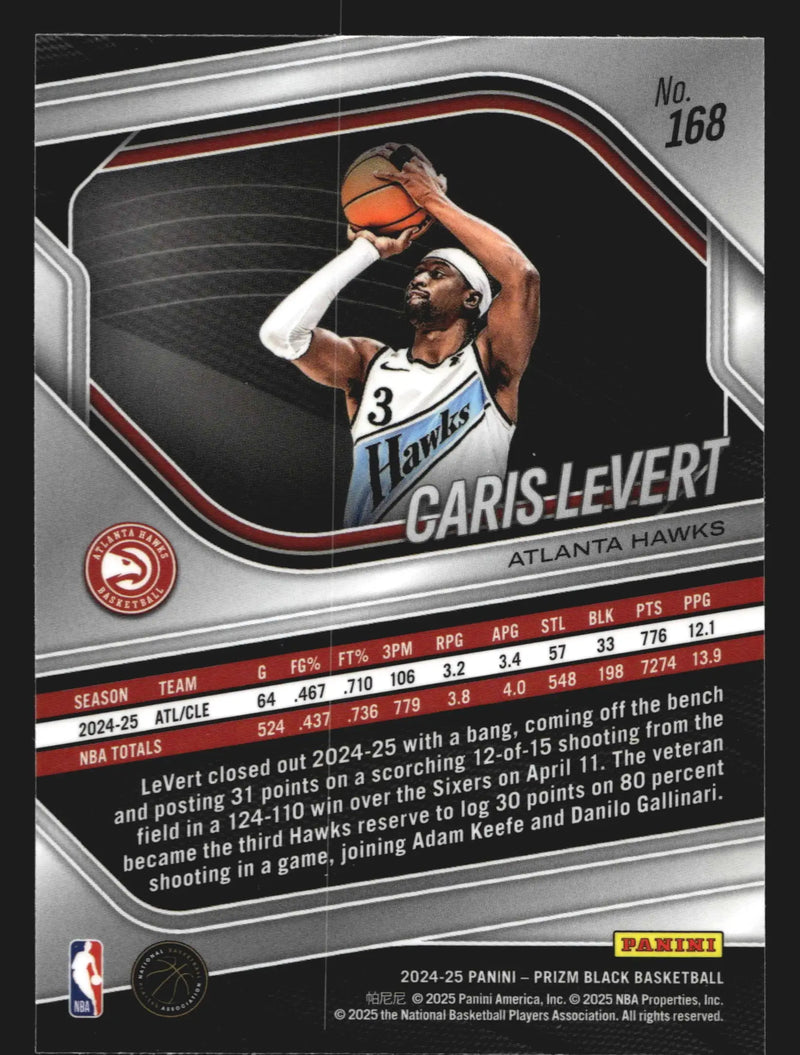 2024-25 Panini Prizm Black #168 Caris LeVert Atlanta Hawks