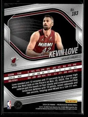 2024-25 Panini Prizm Black #183 Kevin Love Base Miami Heat