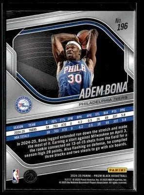 2024-25 Panini Prizm Black #196 Adem Bona - Basketball Card Single