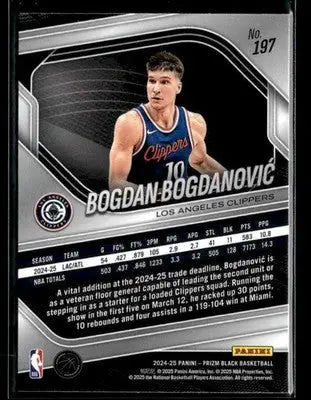 2024-25 Panini Prizm Black #197 Bogdan Bogdanovic Base Los Angeles Clippers - Basketball Card Single