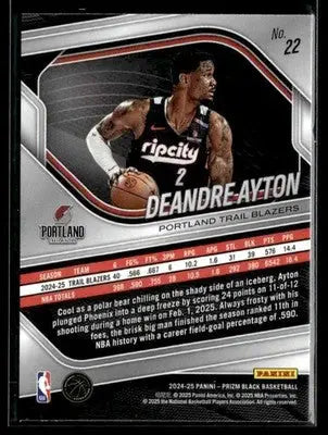 2024-25 Panini Prizm Black #22 Deandre Ayton - Basketball Card Single