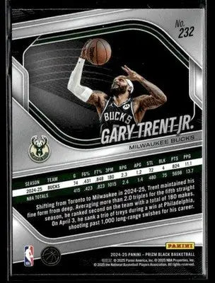 2024-25 Panini Prizm Black #232 Gary Trent Jr Base Milwaukee Bucks - Basketball Card Single