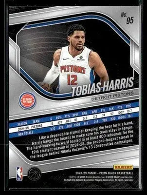 2024-25 Panini Prizm Black #95 Tobias Harris Base Detroit Pistons - Basketball Card Single