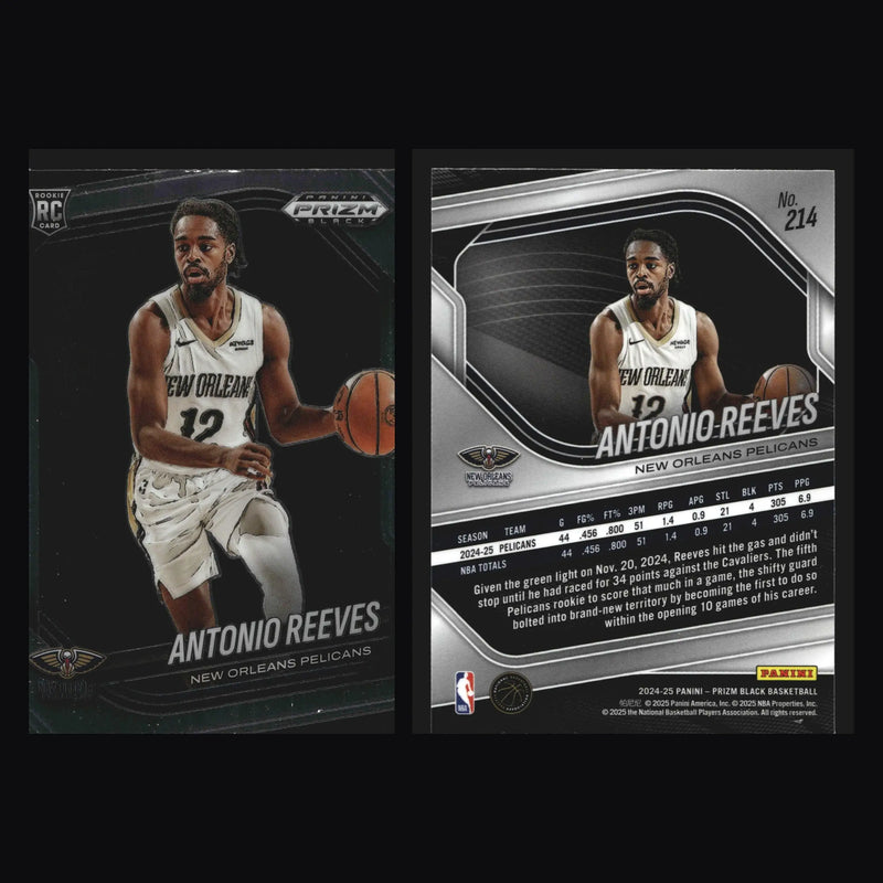 2024-25 Panini Prizm Black Antonio Reeves #214 RC Pelicans Rookie