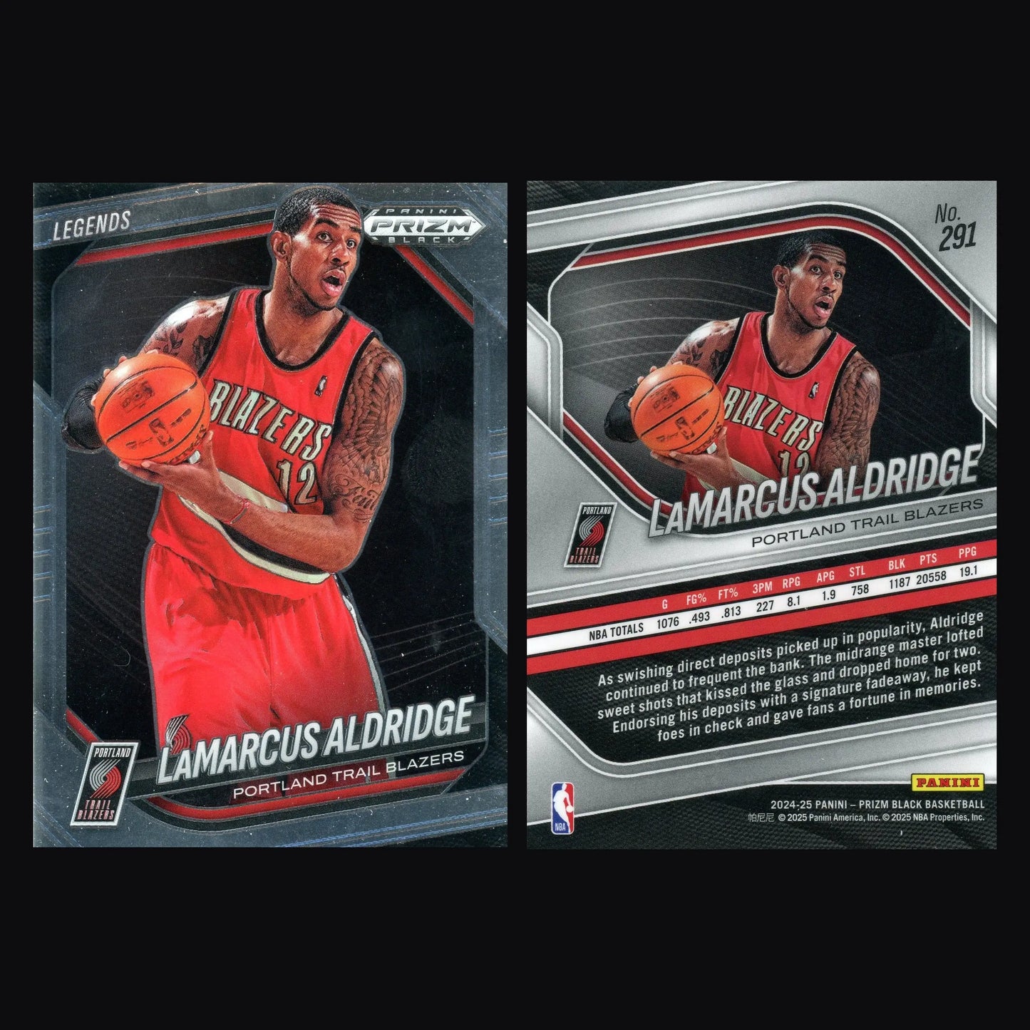 2024-25 Panini Prizm Black LaMarcus Aldridge #291 Legends Blazers - Basketball Card Single