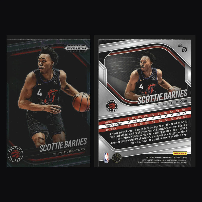 2024-25 Panini Prizm Black Scottie Barnes #65 Toronto Raptors