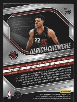 2024-25 Panini Prizm Black Ulrich Chomche #236 Raptors RC