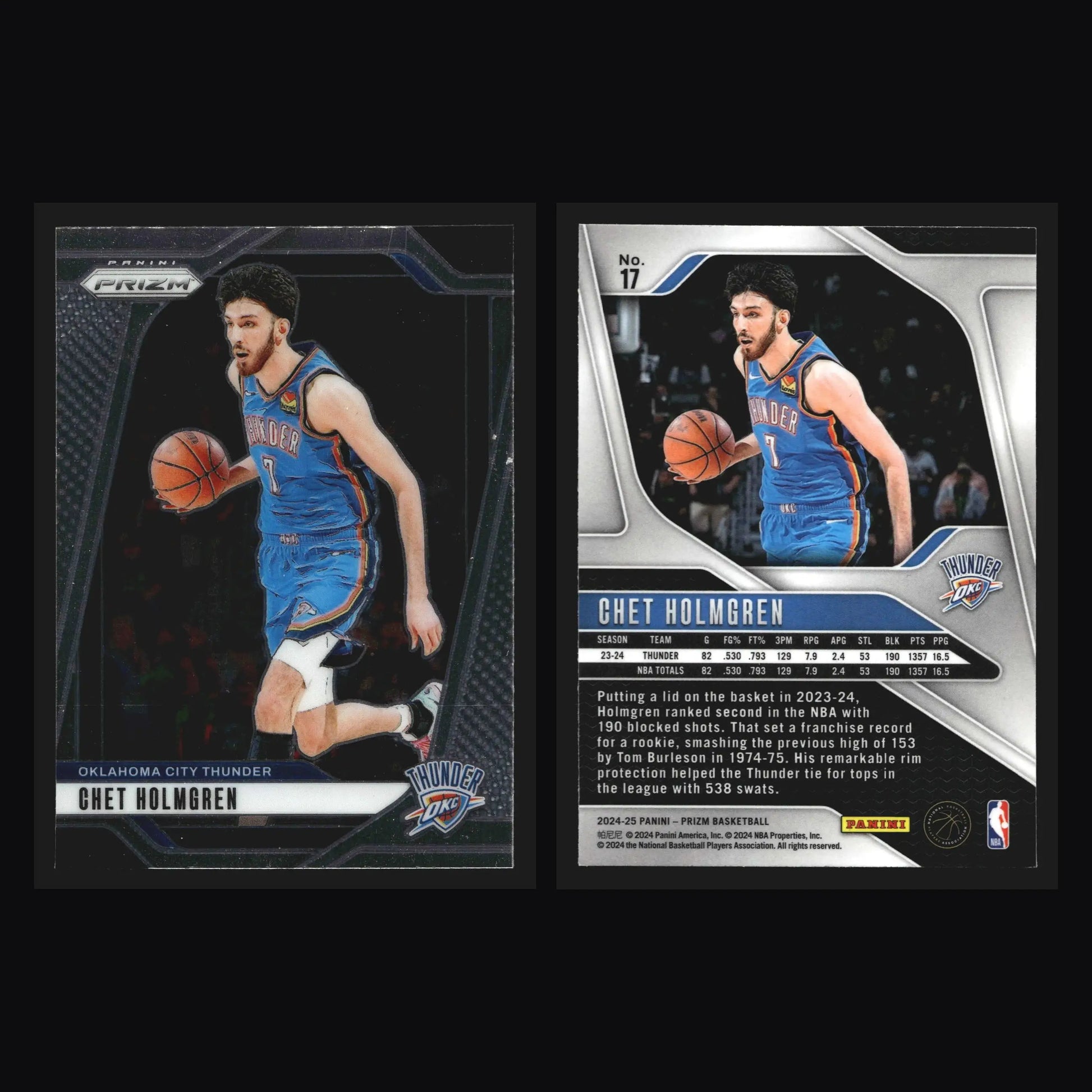 2024-25 Panini Prizm Chet Holmgren #17 Oklahoma City Thunder - Basketball Card Single