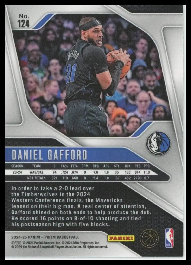 2024-25 Panini Prizm Daniel Gafford #124 Dallas Mavericks Basketball Card NBA - Basketball Card Single