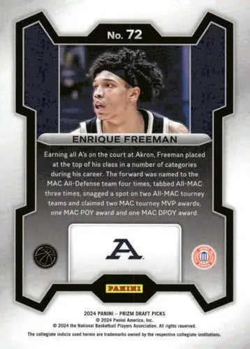 2024-25 Panini Prizm Draft Picks #72 Enrique Freeman NM-MT ID:77071 - Basketball Card Single