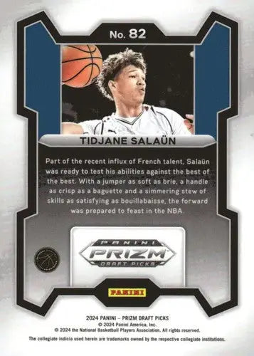 2024-25 Panini Prizm Draft Picks #82 Tidjane Salaun NM-MT ID:77072 - Basketball Card Single